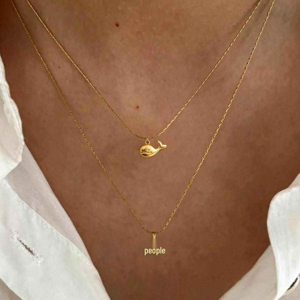 Gold Whale Mermaid Tail Necklace Women's Chain - Fade-Resistant Titanium Steel