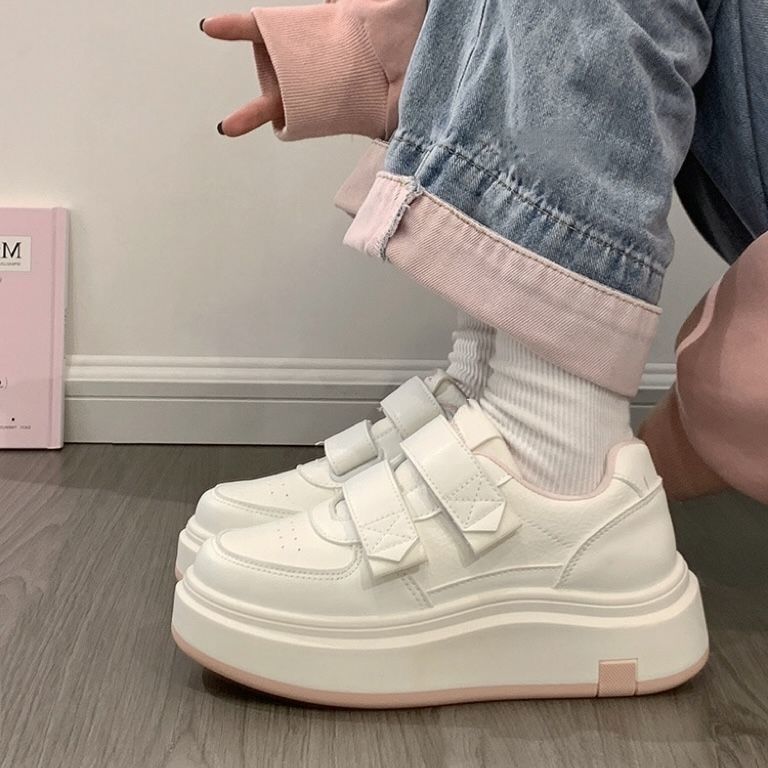 Women's Shoes Platform White Shoes Spring and Summer Paste New Versatile Magic Casual Board Shoes