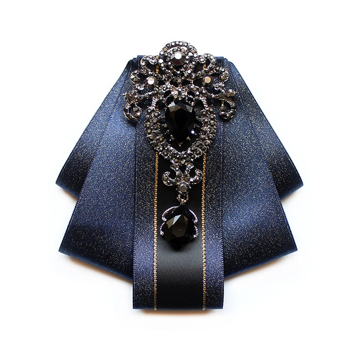 [LIUXU] Necktie, Bow Tie, Unisex, Men s, Formal, Uniform, Retro, British, Wedding, Bow Knot, Brooch, Purple (Navy)