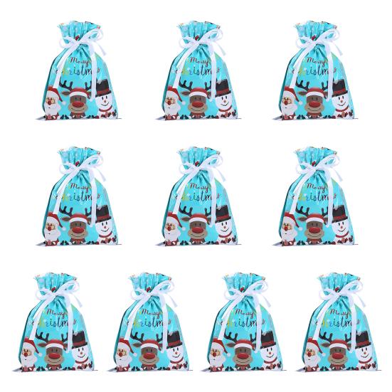 10 Pcs Christmas Drawstring Gift Bags Large Candy Cookie Wrapping Bags for Birthday Holiday Presents Xmas Party Supplies