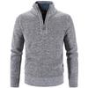 Men's Autumn & Winter Hong Kong Style Knitted Cardigan: Stand-Up Collar, Loose Fit, Fleece-Lined, Thick Woolen Sweater.