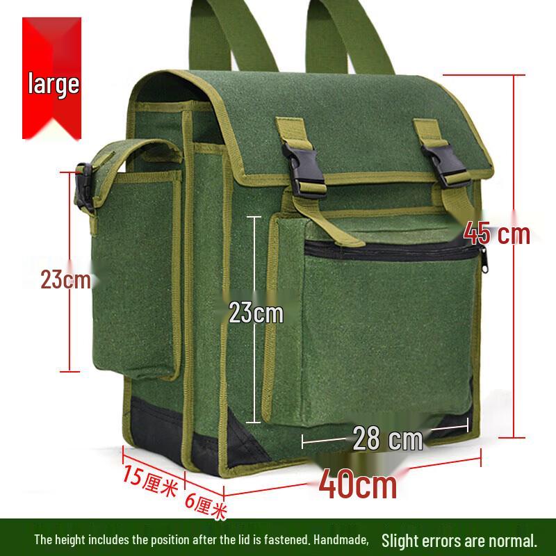 KuRunQi Thickened Canvas Double-Layer Work Backpack