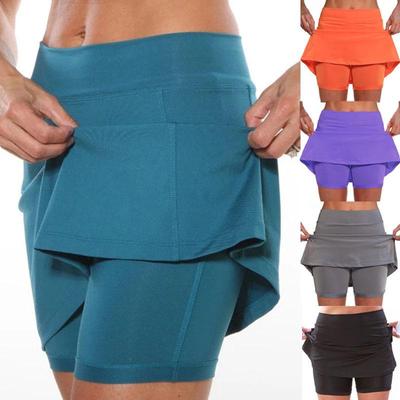 Falda Corta de Yoga Casual de Color Sólido de Cintura Media para Mujer 2025 - Estilo Veraniego Europeo y Americano