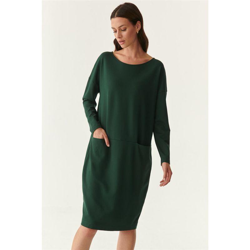 

European Foreign Trade Surplus Orders Tail Goods Ponte-De-Roma Autumn New Loose Slimming Women s Long Sleeve Dress Green M