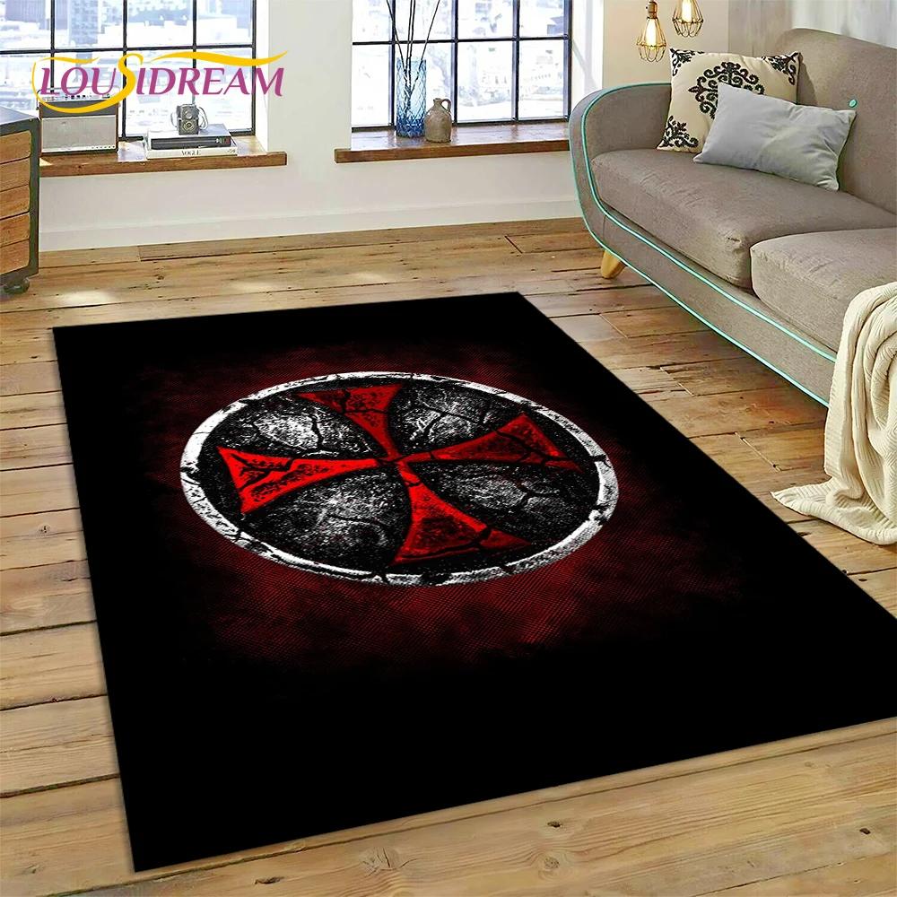 Cartoon 3D Crusaders Templar Black Knight  Carpet Rug for Home Living Room Bedroom Sofa Doormat Decor,Kids Area Rug Non-slip Mat