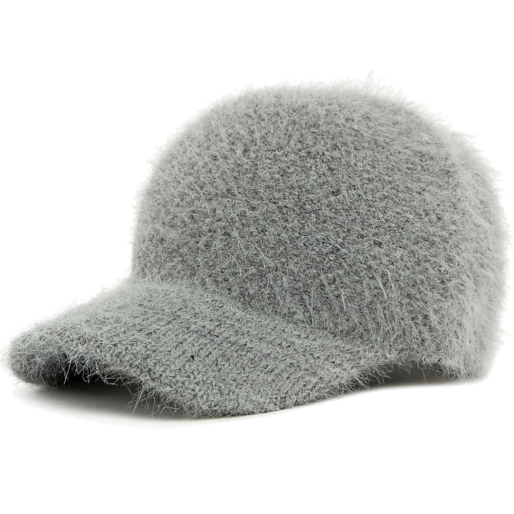 

HT4928 Baseball Cap Knitted Soft Rabbit Fur Hat Autumn Winter Cap for Men Women Adjustable Snapback Cap Male Female Baseball Hat 55-60cm Adjustable серый