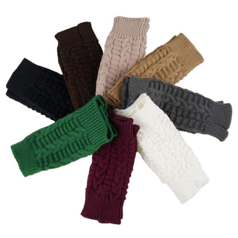 Winter Half Finger Gloves Winter Soft Warm Wool Knitted Arm Short Gloves Soft Warm Mittens Work Gloves Hand Guards