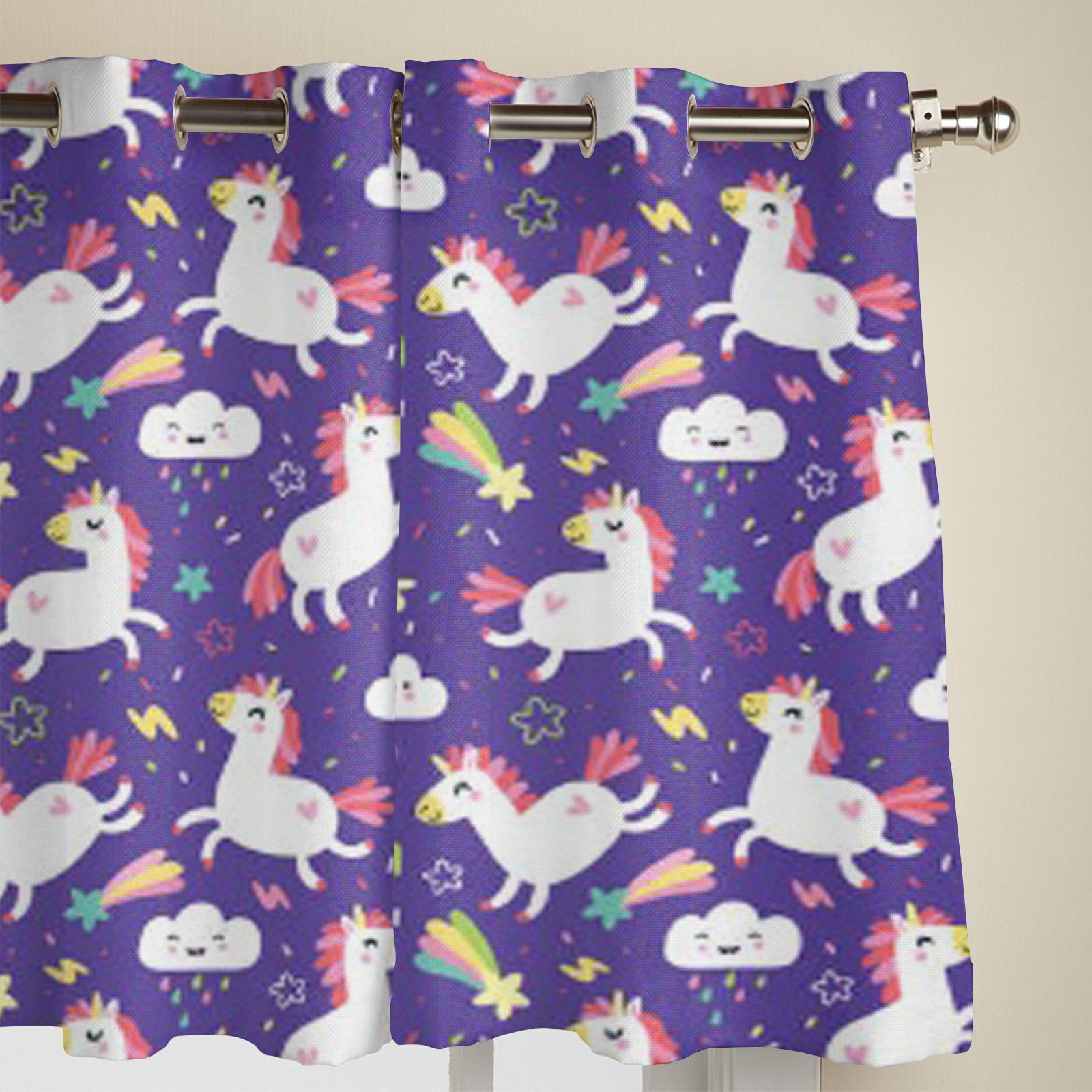Роскошные оконные занавески с милым единорогом из мультфильма для гостиной — фото 4