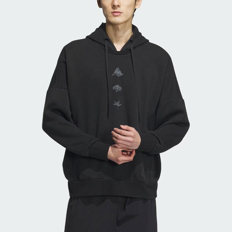 Adidas Sportswear Oversized Hoodie Solid Color Loose Sports Casual Pullover Men Hoodies Black IM9050