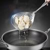 Ustensiles de cuisine en acier inoxydable 201 Passoire de cuisson avec manche en bois Poivrier Assaisonnement Passoire Tamis Ustensiles Filtre Écumoires Cuillères
