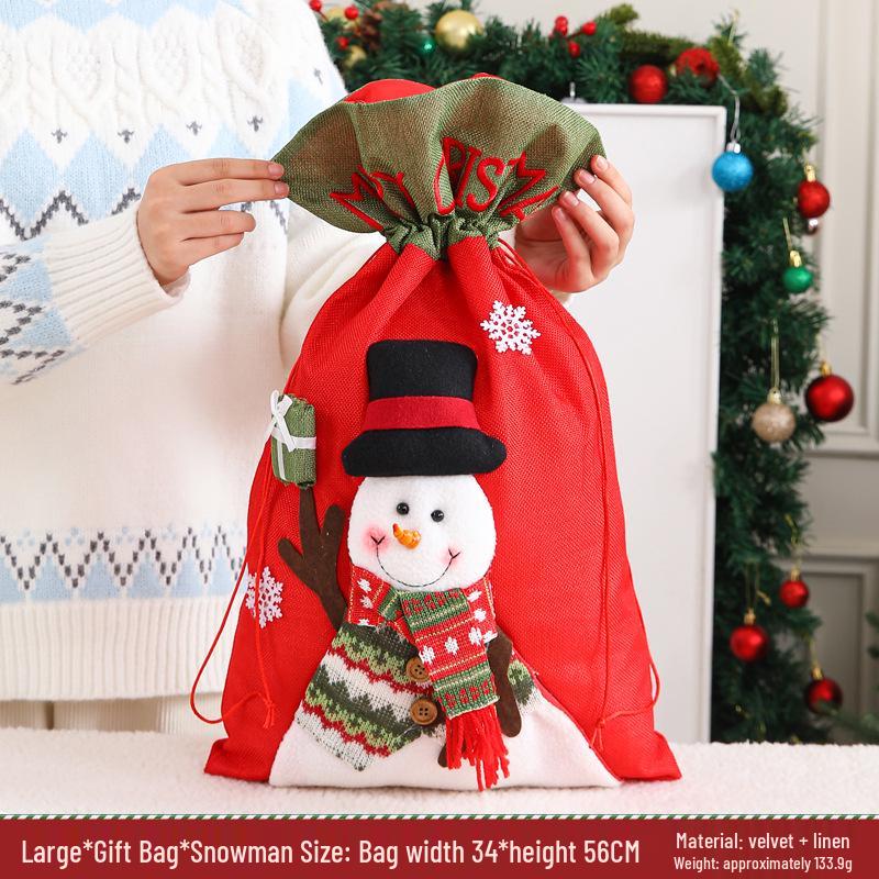 Large Santa Claus Christmas Eve Gift Bag with Pocket for Decorations