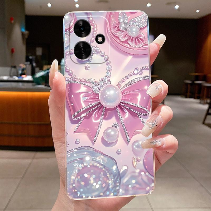 Phone Case For Honor Play 10 4G Butterfly Bow Protective Casing For Honor Play10 4G Transparent Soft Silicone TPU Cover