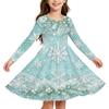 Kids Christmas Print Long Sleeve Dress for Holiday Parties and Everyday Wear