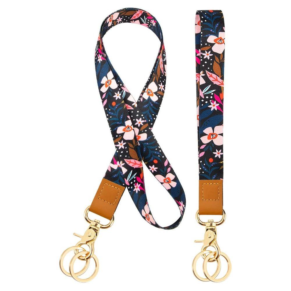 Flowers Pattern Flowers Lanyards Adjustable Credit Card Holder Gift Id Badge Holder  Office