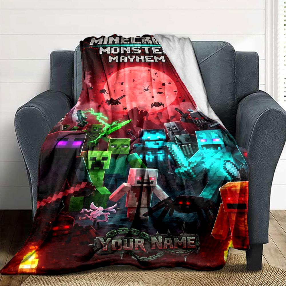 Minecraft Customize Text Blanket Cozy Customizable Blanket Ultra-Soft Perfect for Office Chair Sofa Chair Seaside Four Seasons Universal