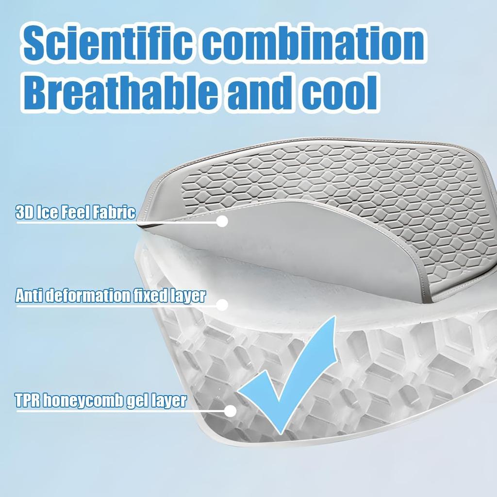 Gel Car Seat Cushion, Non-Slip & Comfortable Automotive Chair Protector Pad For Driving, Breathable Vehicle Interior Mat Cover Accessories, Universal