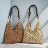 Summer Straw Woven Beach Tote - Fashionable Single Shoulder Handwoven Bag.