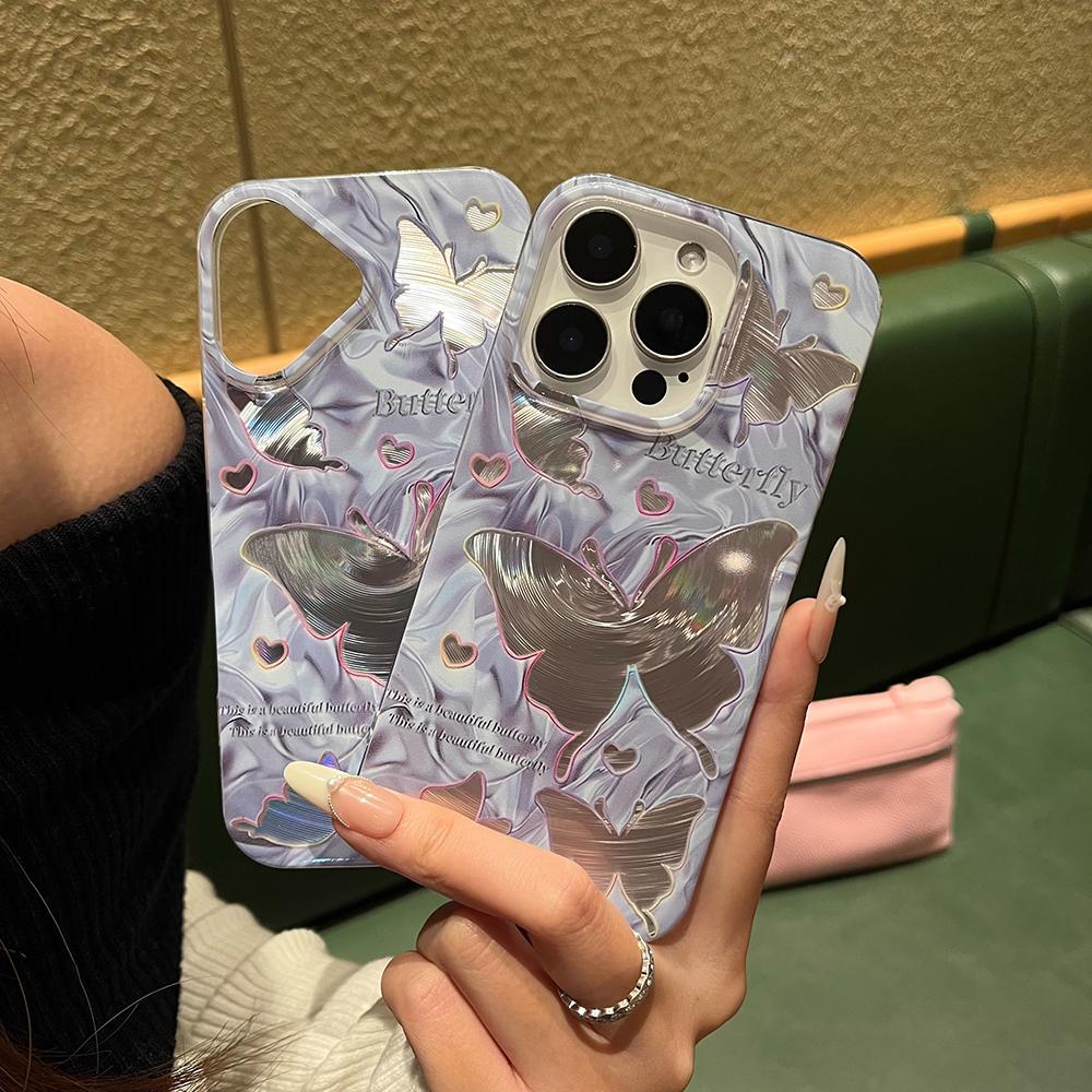 Iridescent Glossy Phone Case for iPhone 11 13 14 15 16 17 Pro 17 13 14 15 Pro Max High Quality Fantasy Floral Style Full Protection Shell
