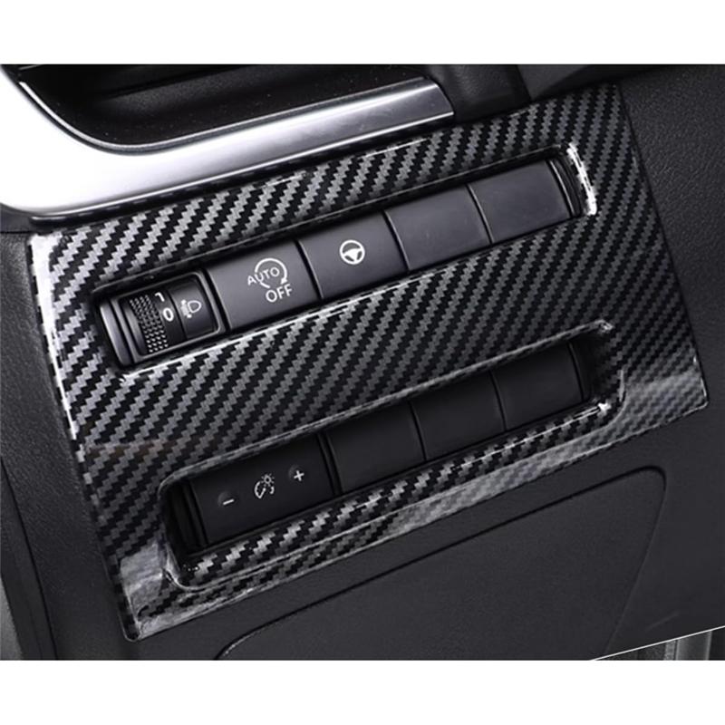 ABLZ-For Nissan Rogue X-Trail -2024 Carbon Fiber Accessories Trim Frame Cover For Headlight Switch Button