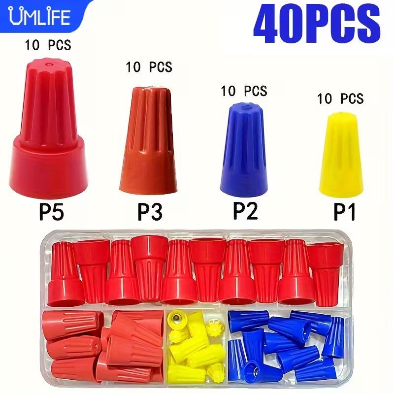 40PCS Electrical Screw Springs Caps Wire Conectors Nuts Wire Twist Terminals Stainless Assortment Set