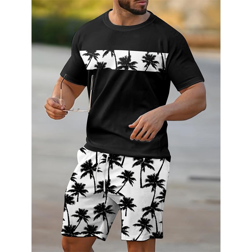 New Summer Men's Outdoor Sports Short Sleeve Breathable Suit Letter Pattern Design Leisure Fashion Street Style Two Piece Set