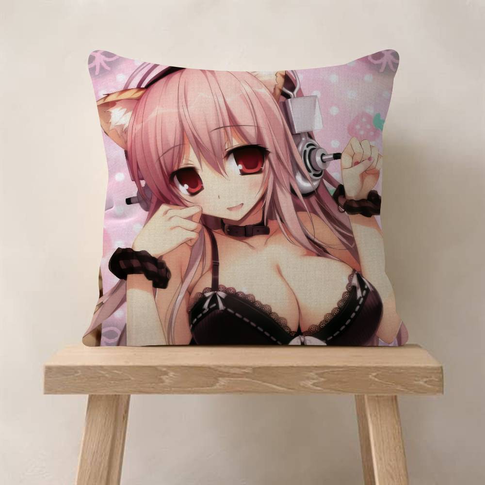 Beautiful Super SSonico Anime  4545cm Cushion Cover Pillow Cover Decor Pillowcase Home Pillowcase for Couch Pillow