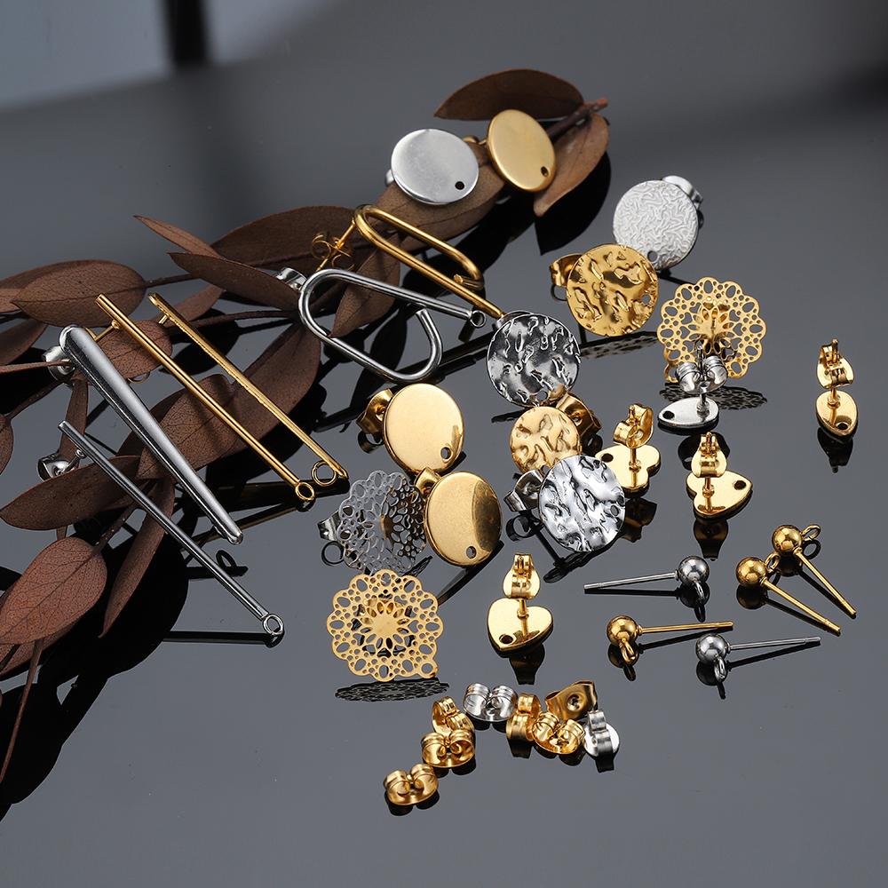 Kein Verblassen 10 Stück Edelstahl Leere Ohrstecker Basis Pins Mit Ohrstecker Ohrrücken für Schmuckherstellung DIY Zubehör