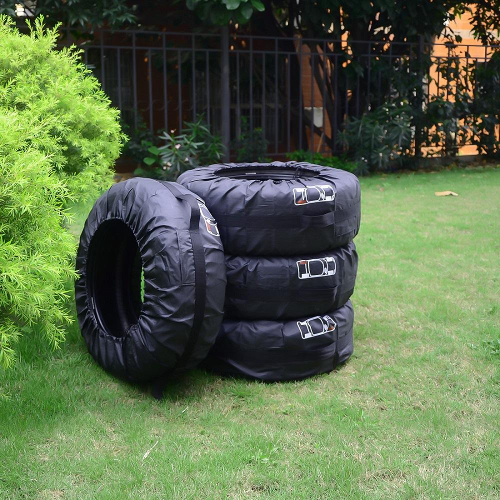 4pcs S/L Car Spare Tire Cover Case Polyester Auto Wheel Tires Storage Bag Carrier Auto Tyre Wheel Protector Dustproof