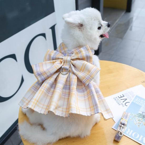 Yousheng Pet Harness Leash Plaid Pattern Adjustable Breathable Pet Cats Puppy Chest Strap Dress Traction Rope Kit for Pet Training