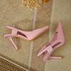 Fairy pink high heels female 2025 new pointed French stiletto muller shoes casual wear bag head sandals tide