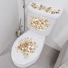 Luxurious Golden Flower Toilet Sticker - Waterproof Self-adhesive Water Tank Sticker for Bathroom
