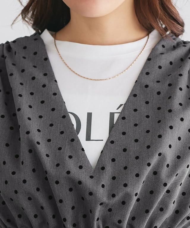 Pierrot Peplum Bustier Top with Flocked Drawstring Navy Dots, Figure-Facing, Design, Women's, Medium,