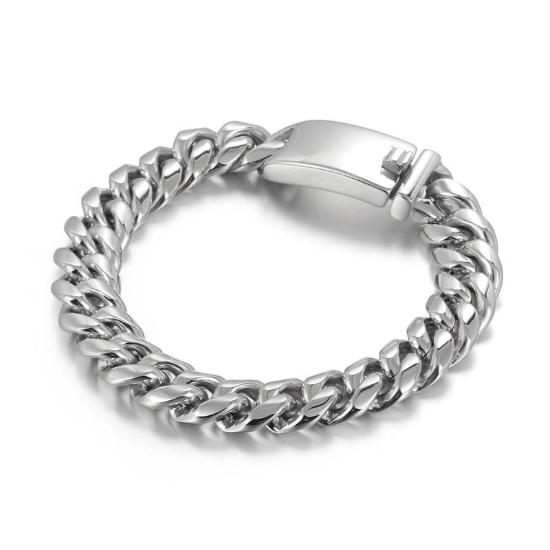 

Kalen Polished Stainless Steel Cuban O-chain Men s Bracelet Fashion Simple 12mm Wide Jewelry Punk Thick Accessories Gift 22cm