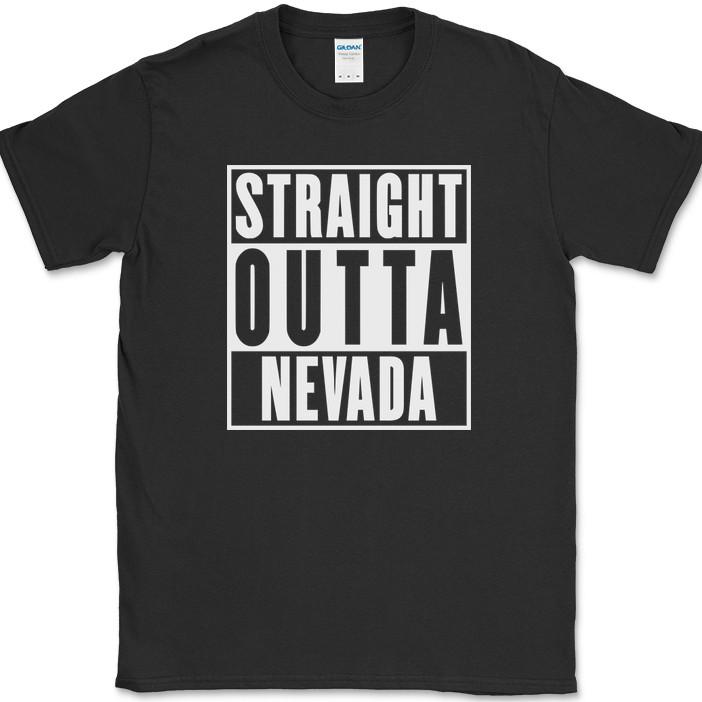 Straight Outta Nevada T-Shirt Funny State Pride Humor Gift Text Tee