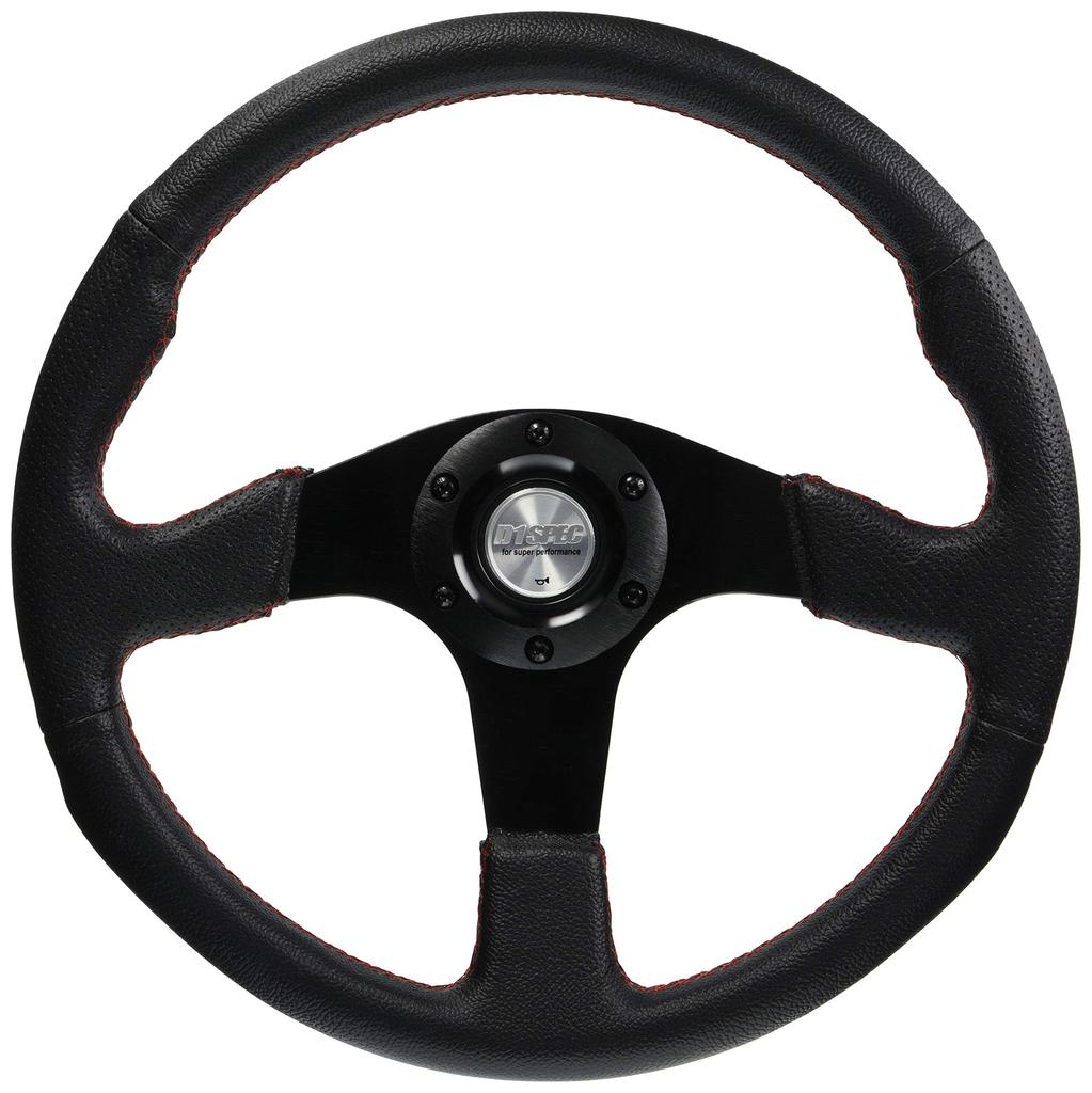 Fortune D1 SPEC PVC Leather Steering 35mm Red FLAT-R Wheel, Diameter, Stitching, DSC-FC350RE