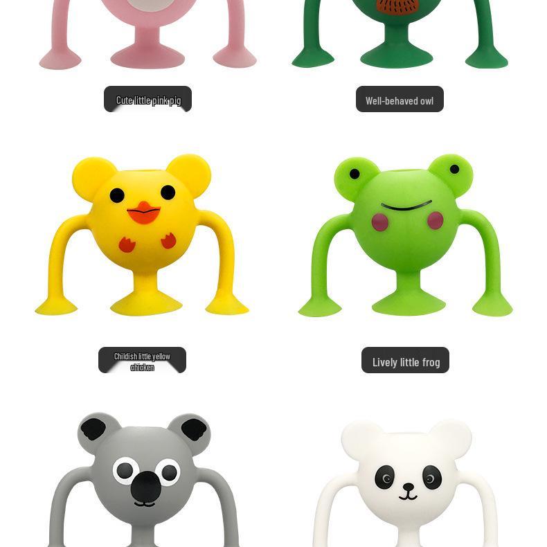 Cartoon Suction Cup Silicone Building Blocks - Interactive, Versatile, and Soft Toys for Kids