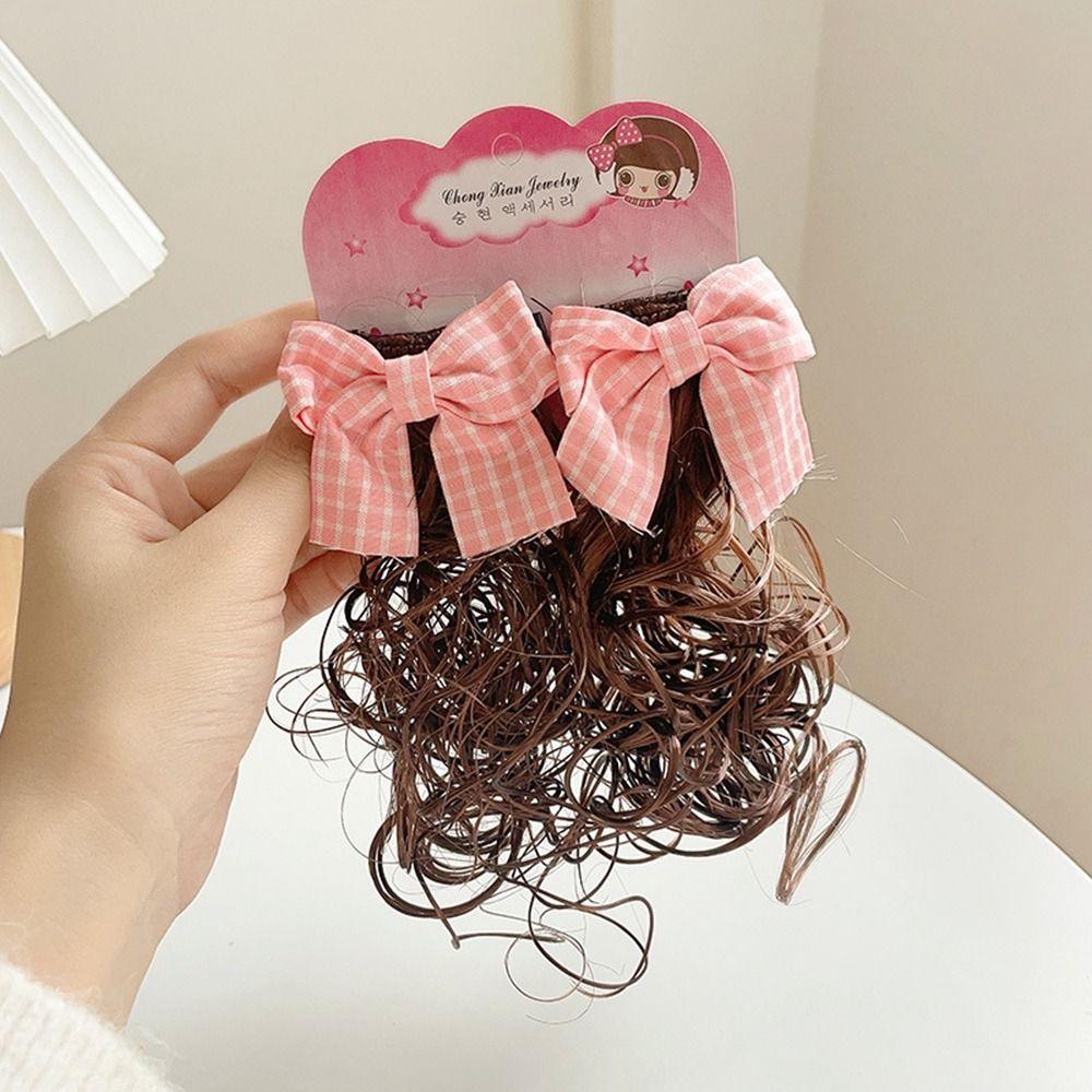 2PCS New Baby Wig Hairpin Cute Children Sweet Girls Bowknot Hairclip Princess Curly JK Bow Hair Accessories