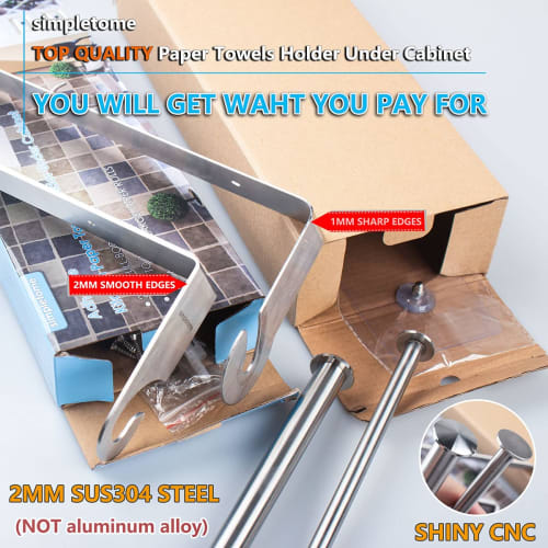 simpletome Kitchen Paper Holder, Paper Roll Holder, Stainless Steel 304, Nail-Free, Kitchen Paper Storage, Costco Thick Roll, Towel Holder, Towel Hang