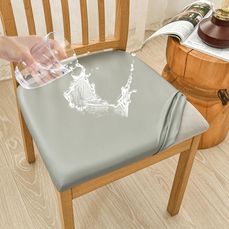 Waterproof PU Leather Seat Covers for Dining Chairs Stretch Dining Room Chair Seat Covers Kitchen Chair Seat Covers Protectors