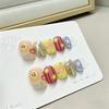 10Pcs Handmade Sunflower Press On Nails Short Oval Colorful Polka Dots Stars Fake Nail Art For Women And Girls