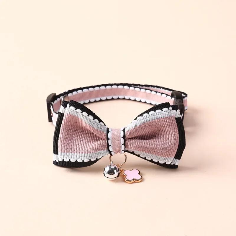 

New Cute Pet Girl Cat Dog Collar Adjustable Bow Bells Collar Cat Necklace Fashion Accessories Pet Puppy Kitten Pendant Supplies