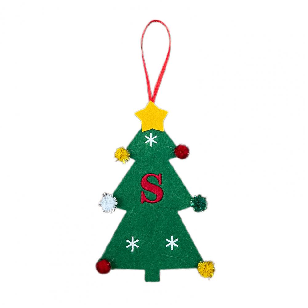 Christmas Tree Pendant Ornament with Lanyard 26 Letter Design Felt Fabric Holiday Xmas Tree Hanging Decoration