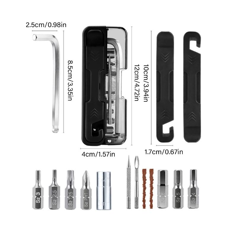 Compacts Multifunction Hexagons Key Tire Repair Tool With Nonslip Grip Light Weight for Bicycles Maintenance