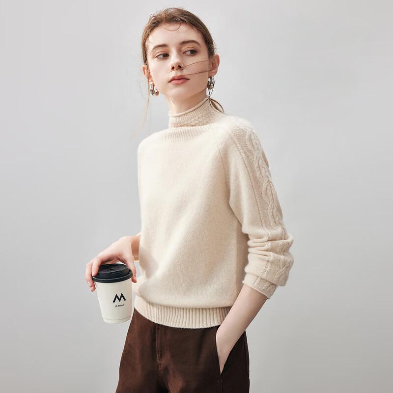 Kemengboka Women's 100% Cashmere Cable Knit Turtleneck Sweater