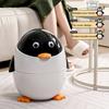 Penguin Shape Trash Can Double Bucket Design Sealed Lid Garbage Can with Hidden Bags Waterproof Odor Lock Wastebasket Garbage Container