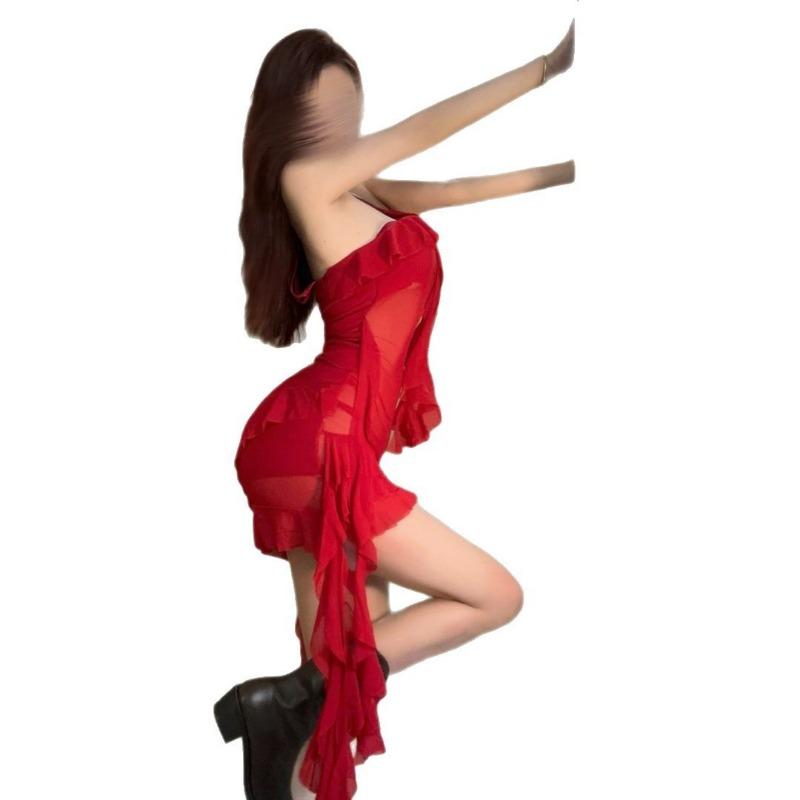 Fun Underwear Style New Women's Clothing Solid Color Slim Fit High Waist Street Fashion Neck Halter Dress