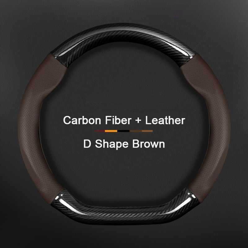 Fits For Tesla Model 3 Model X Model S Model Y Car Carbon Fiber Leather Steering Wheel Cover Car Interior Decorative Accessories
