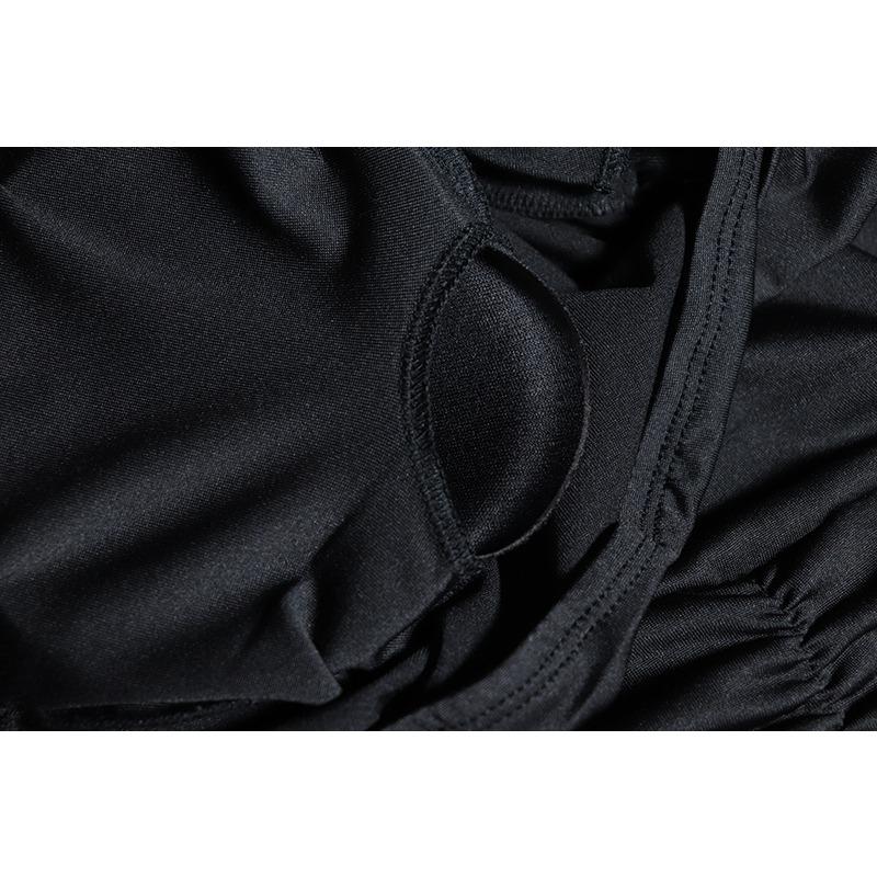 Women's Tight-fitting Halter-neck Dress Solid Color Splicing Sleeveless Dress Halter Sleeve Fold Midwaist Irregular Dress