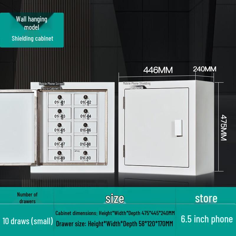 10-Compartment Wall-Mounted Signal Shielding Locker