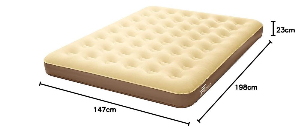 FIELDOOR Air Bed, Queen Size (Approx.) 147cm Wide X 198cm Deep X 23cm Thick, Beige X Brown